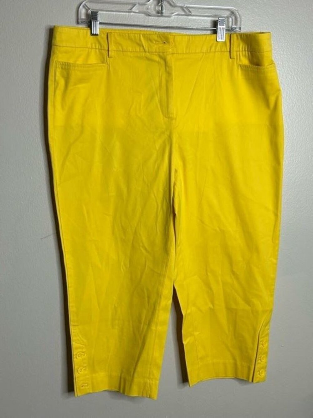 Talbots Pants Womens Size 16 Perfect Skimmer Spring Yellow Tapered Cropped